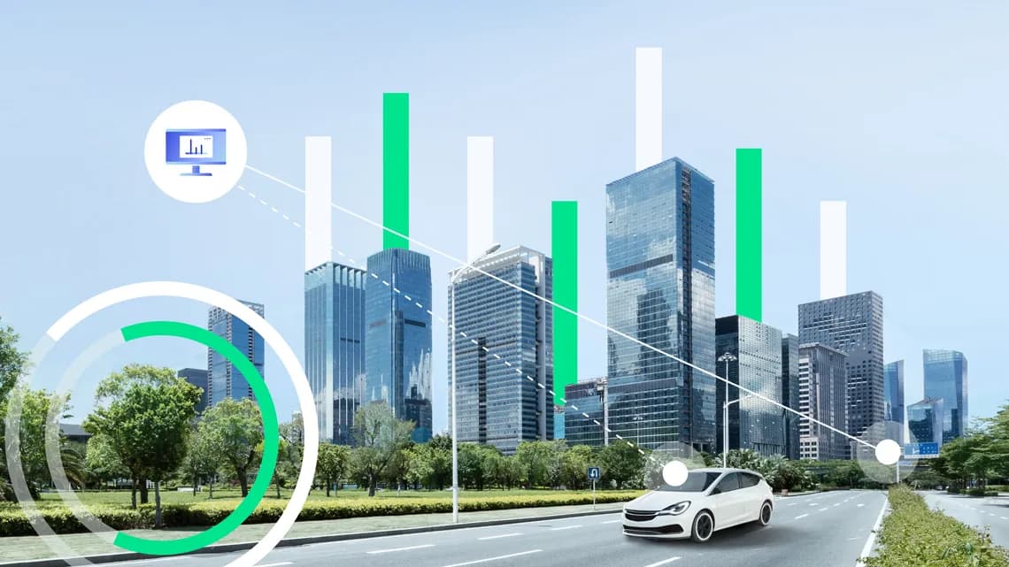 Modern urban infrastructure representing smart city development and sustainable transport